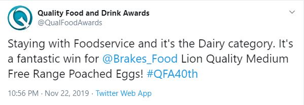 Brakes Poached Eggs from Fresh Pak win at Quality Food Awards 2019